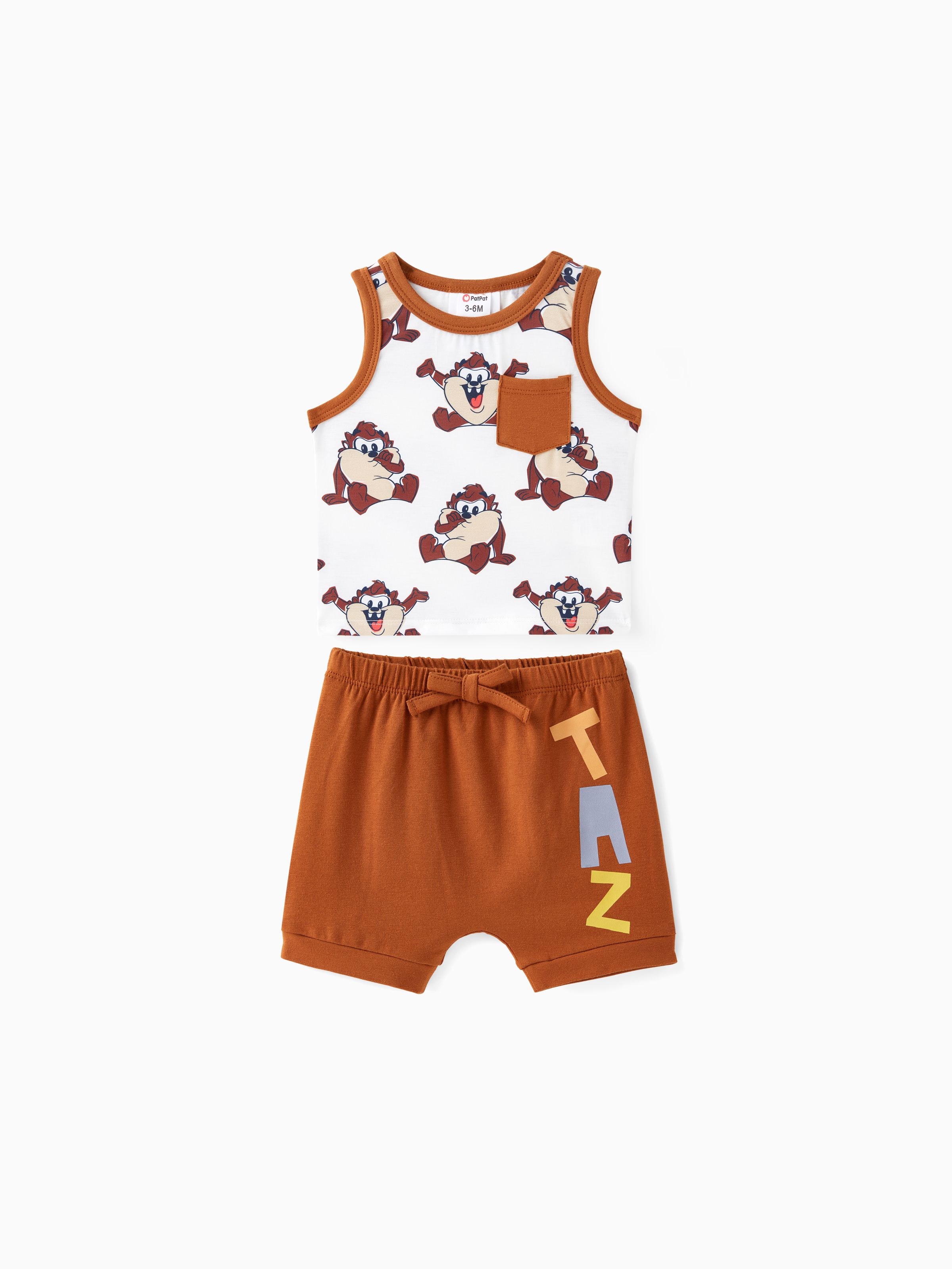 

Looney Tunes Baby Boys 2pcs Allover Cartoon Print Naia™ Tank Top and Cotton Shorts Set