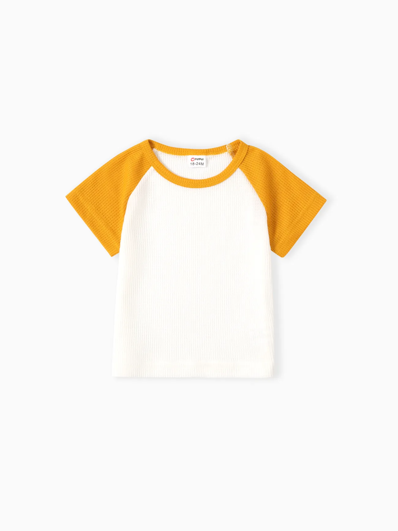 2 unidades Niño pequeño Chico Costura de tela Básico conjuntos de camiseta Amarillo big image 1