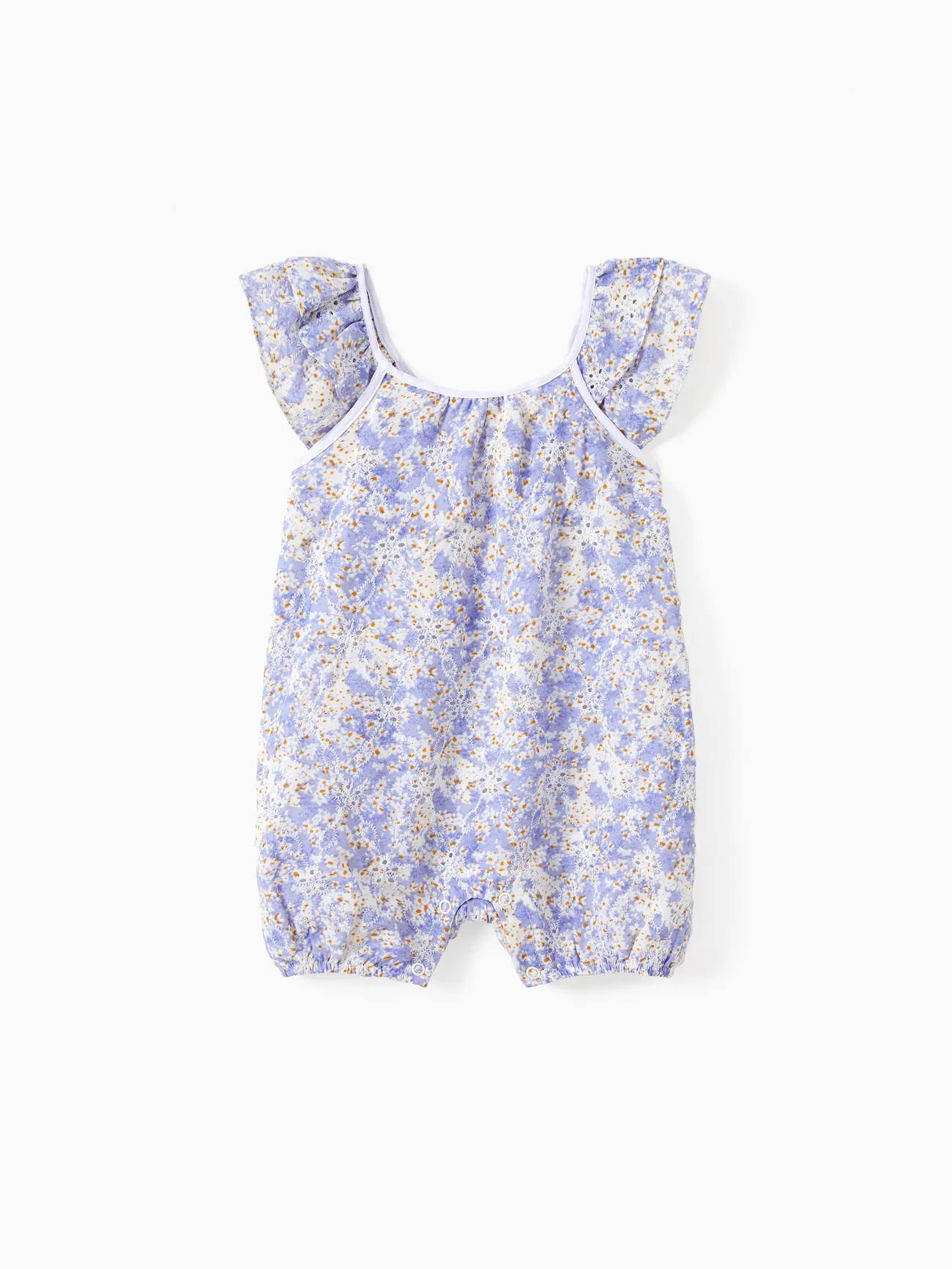 Baby Girl - Mommy Me Dresses Ditsy Floral - Shirred Strap Dress for Wedding Guest - bluishviolet - image 15