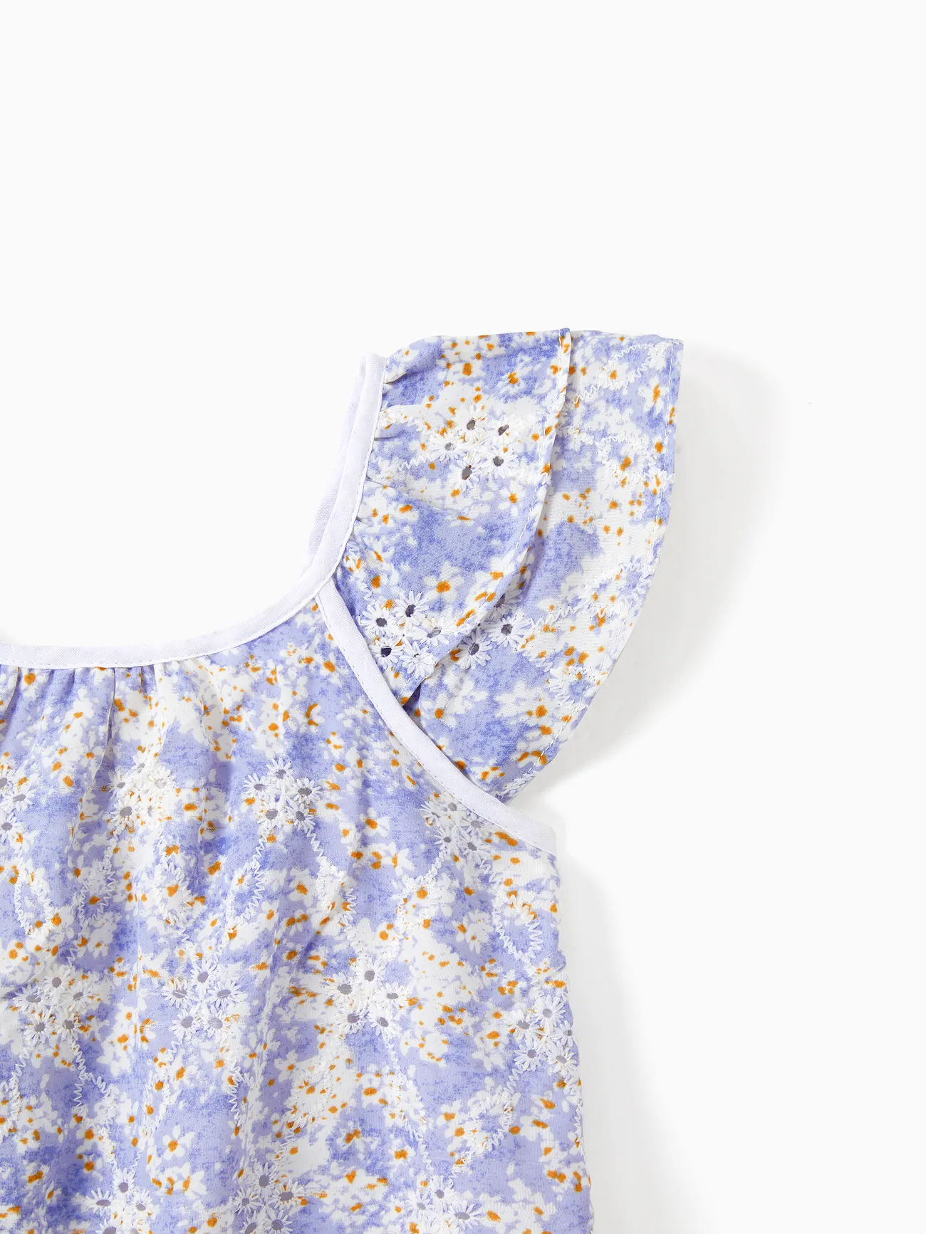 Baby Girl - Mommy Me Dresses Ditsy Floral - Shirred Strap Dress for Wedding Guest - bluishviolet - image 16