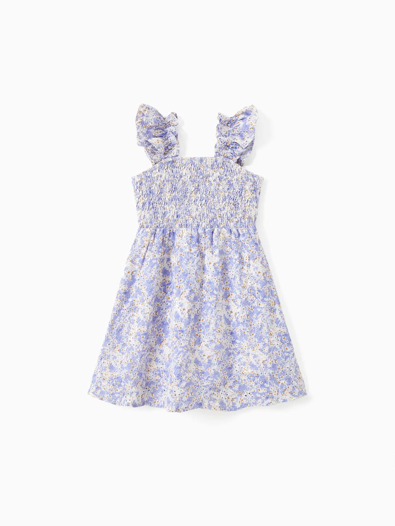 Girl - Mommy Me Dresses Ditsy Floral - Shirred Strap Dress for Wedding Guest - bluishviolet - image 11