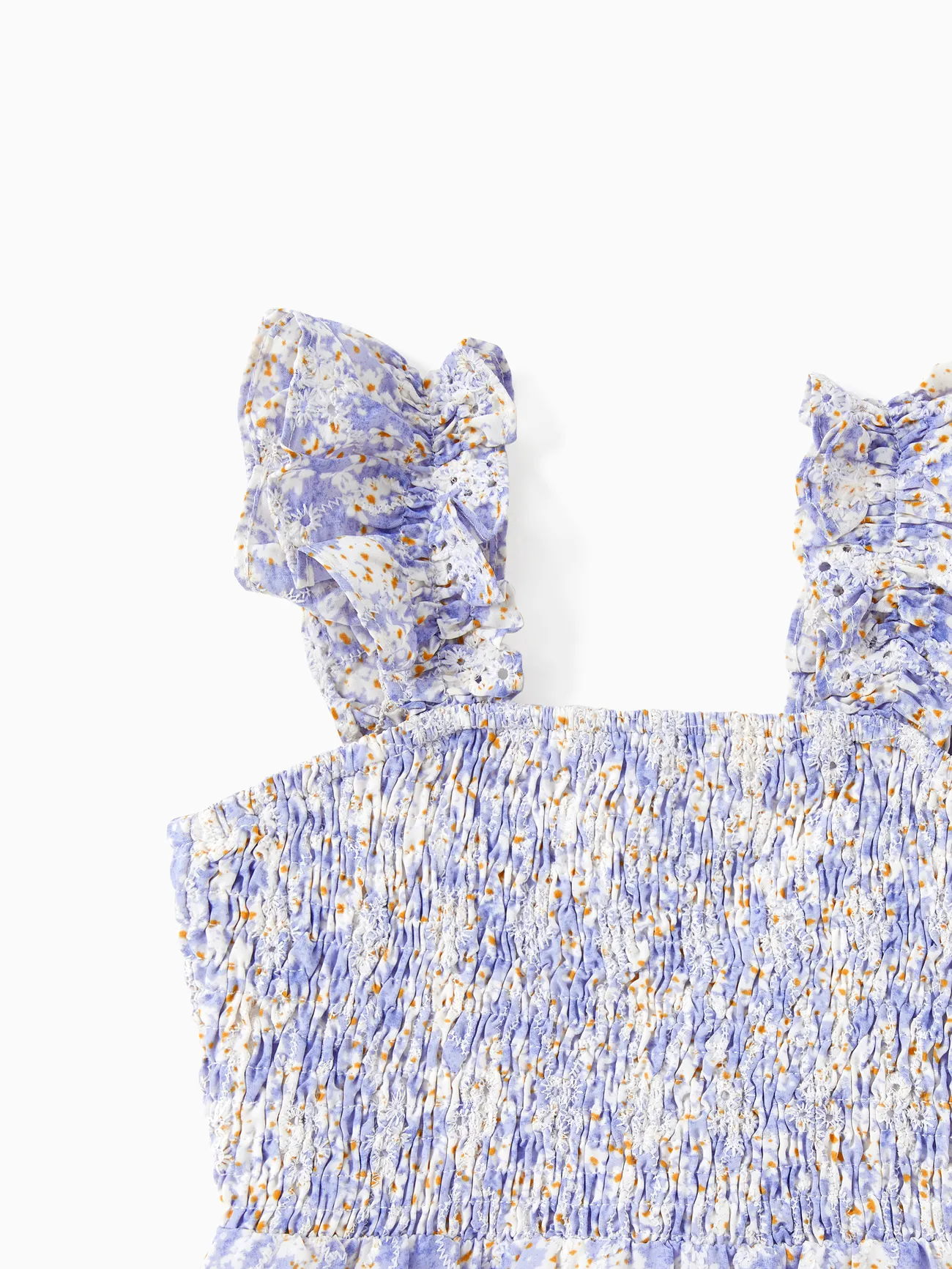 Girl - Mommy Me Dresses Ditsy Floral - Shirred Strap Dress for Wedding Guest - bluishviolet - image 12