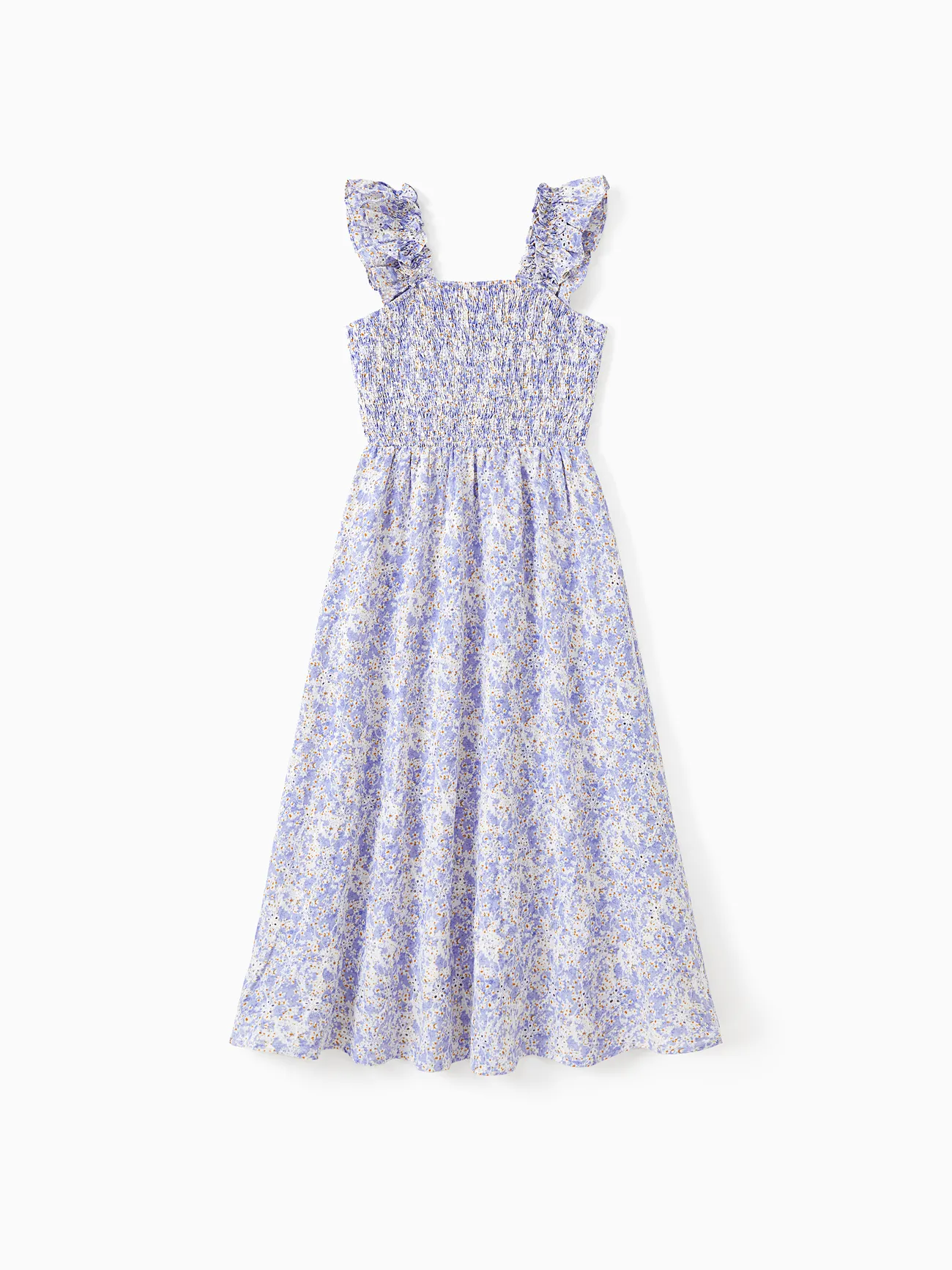 Women - Mommy Me Dresses Ditsy Floral - Shirred Strap Dress for Wedding Guest - bluishviolet - image 6