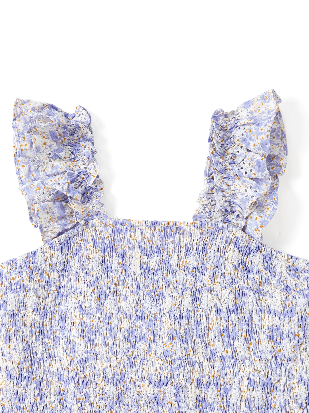 Women - Mommy Me Dresses Ditsy Floral - Shirred Strap Dress for Wedding Guest - bluishviolet - image 7
