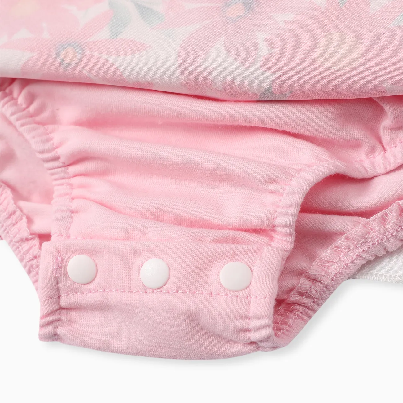 Baby Girl Sling Design Rabbit Print Romper Pink big image 1