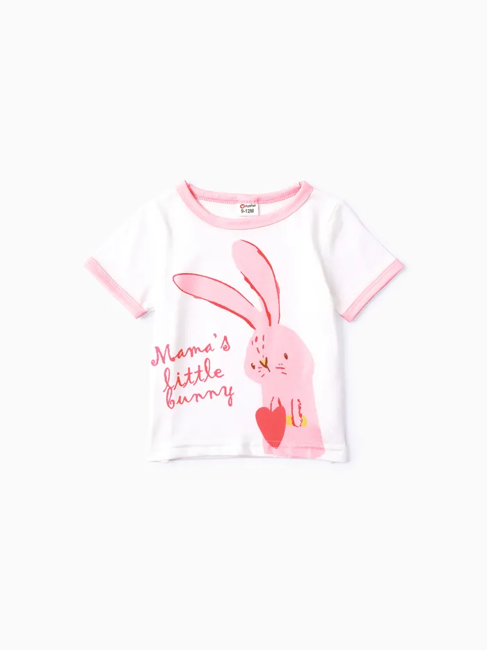 Baby Mädchen Ostern Kindliches Kaninchenmuster T-Shirt