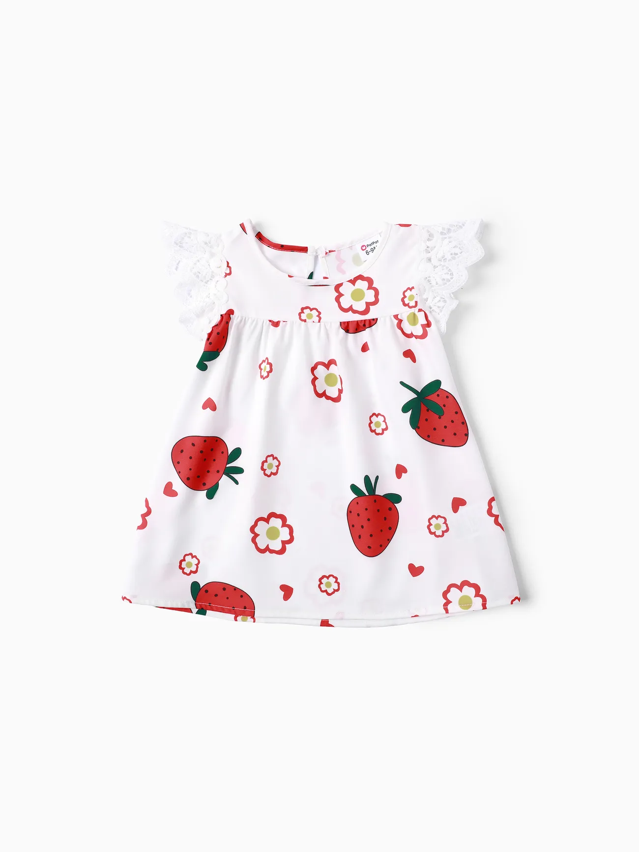 Vestido de encaje con dulces fresas para bebé niña