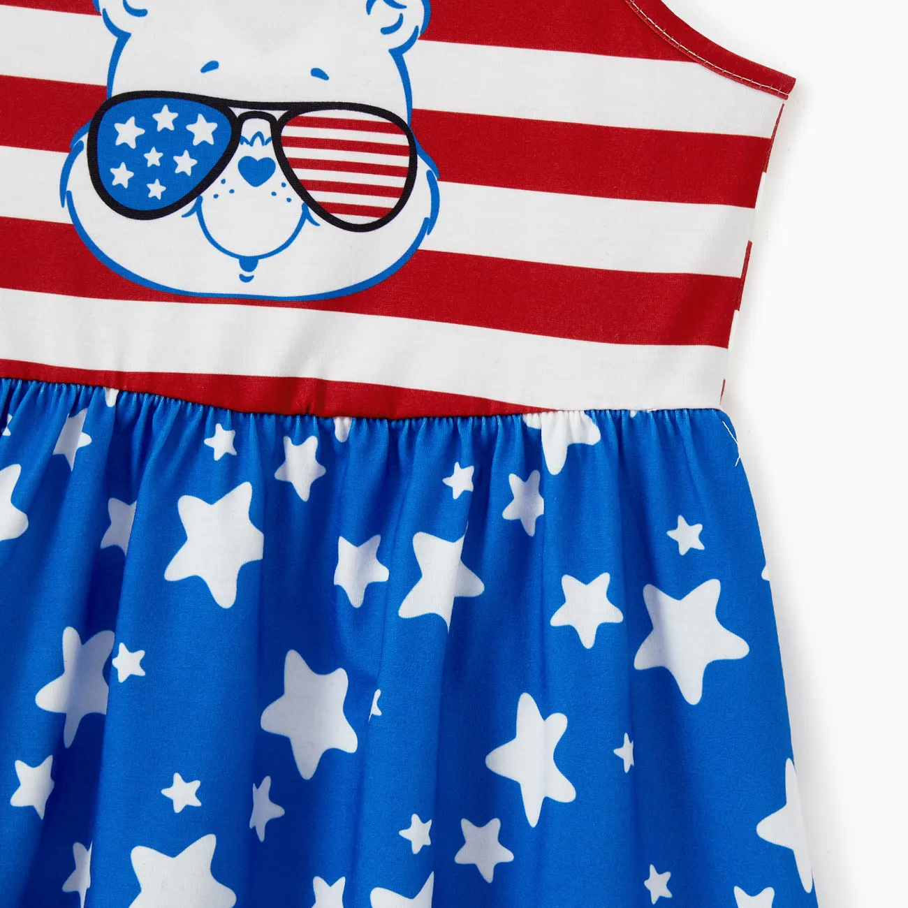 Care Bears Family Matching Independence Day Character Striped Print Tee/Sleeveless Dress Red big image 1