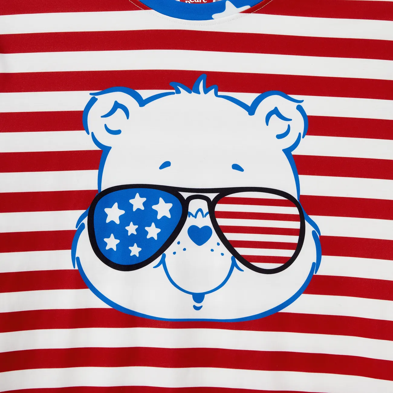 Care Bears Family Matching Independence Day Character Striped Print Tee/Sleeveless Dress Red big image 1