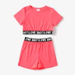 2 pièces Enfant en bas âge Fille Tresse Sportif ensembles de t-shirts Rose