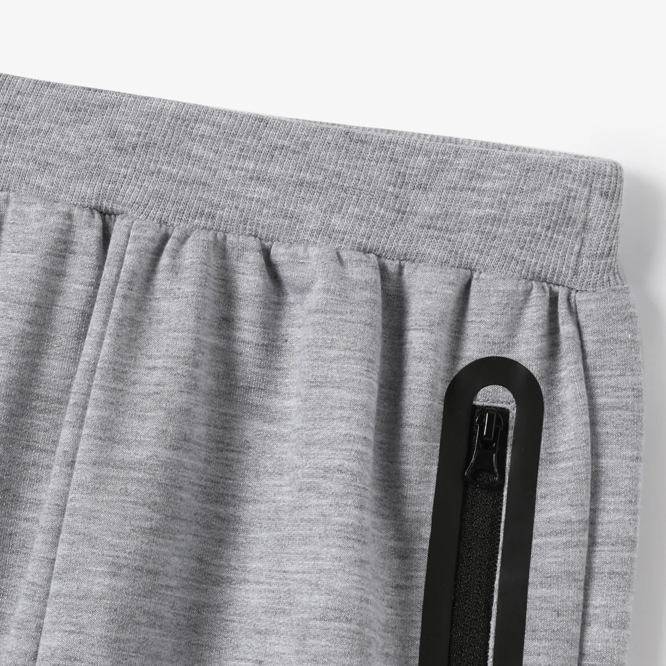 Kid Boy Laser Print Zipper Design Elasticized Pants Grey big image 1