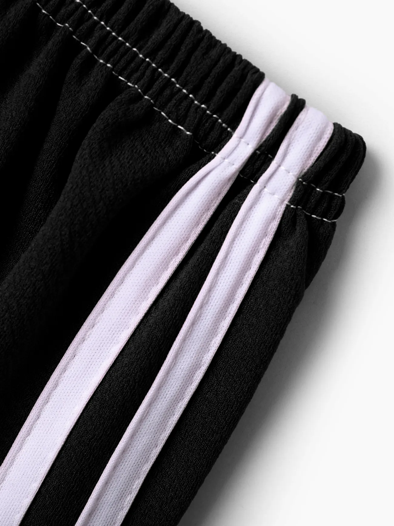 Kid Boy/Kid Girl Sporty Striped Breathable Ankle Length Thin Pants Black big image 1
