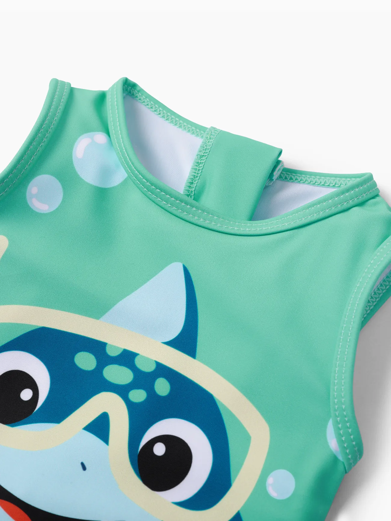 2pcs Baby Boy Childlike 3D Hyper-Tactile Marine Animals Print Swimwear Turquoise big image 1