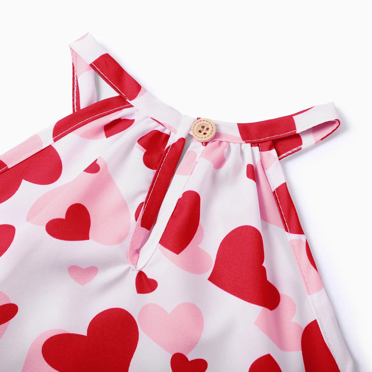2pc Kid Girl Valentine's Heart-shaped Open Sleeve Sweet Top and Pants Set  Red big image 1