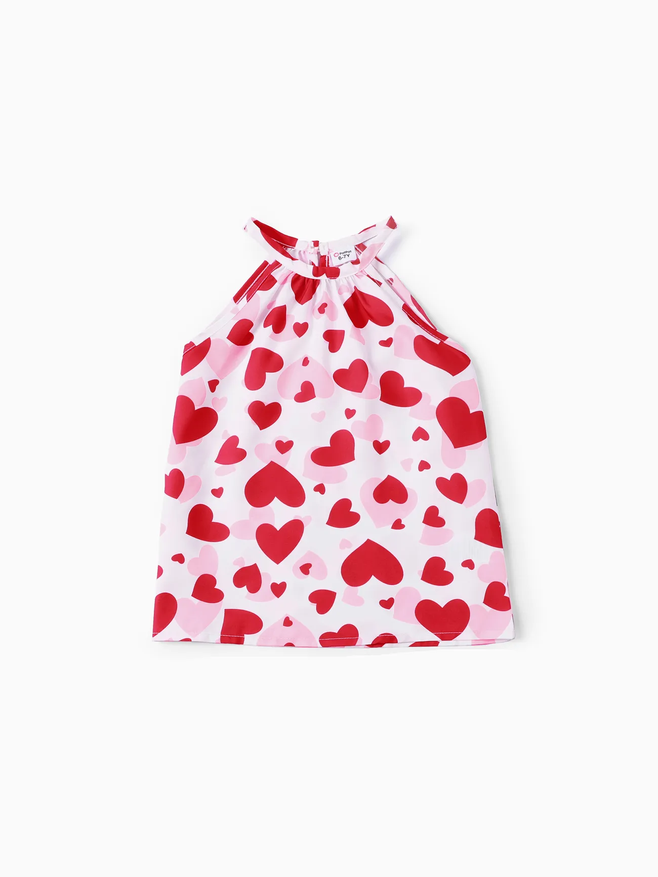 2pcs Kids Girl Valentine's Heart-shaped Open Sleeve Set Red big image 1