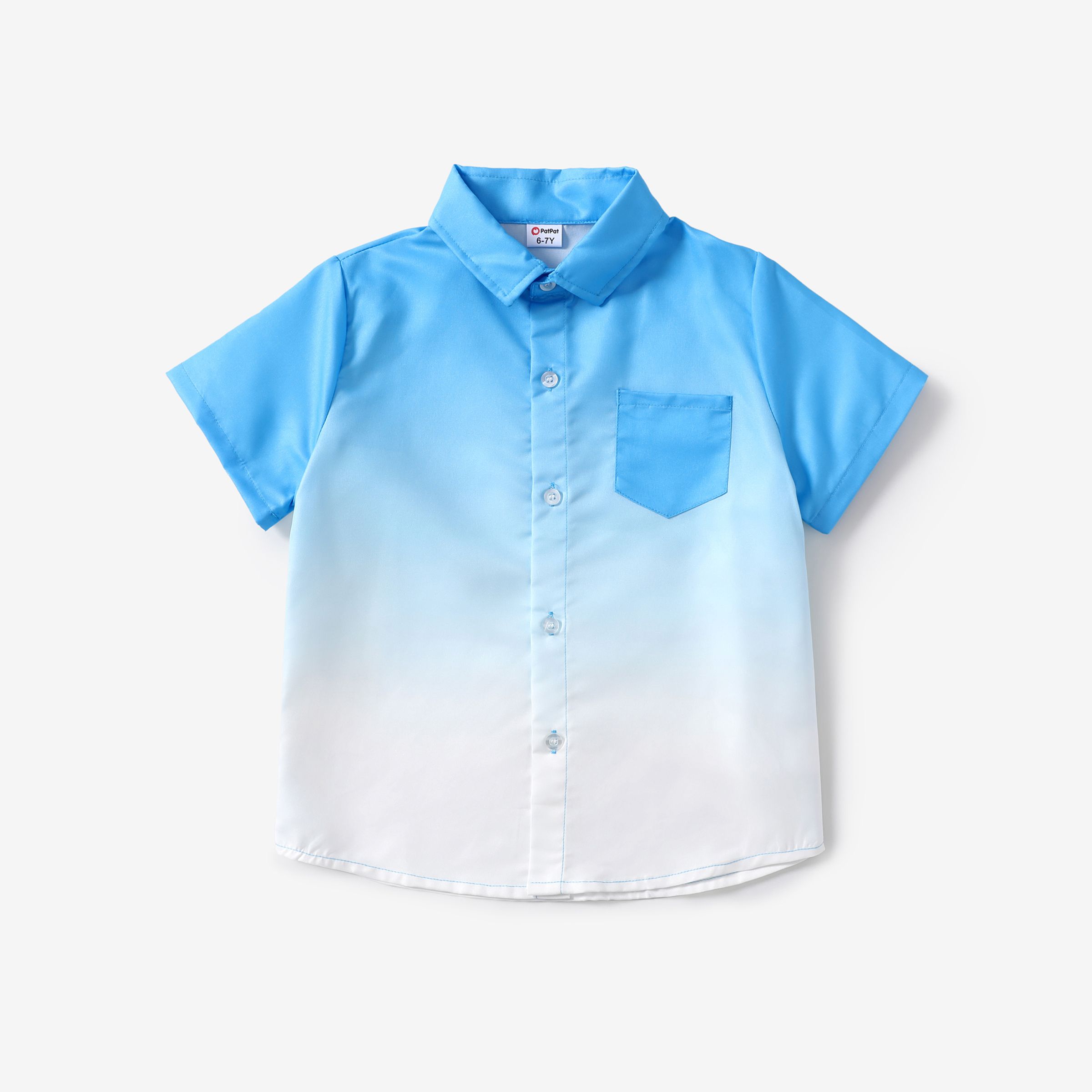

Kid Boy Casual Gradual Change Lapel Short Sleeve Shirt