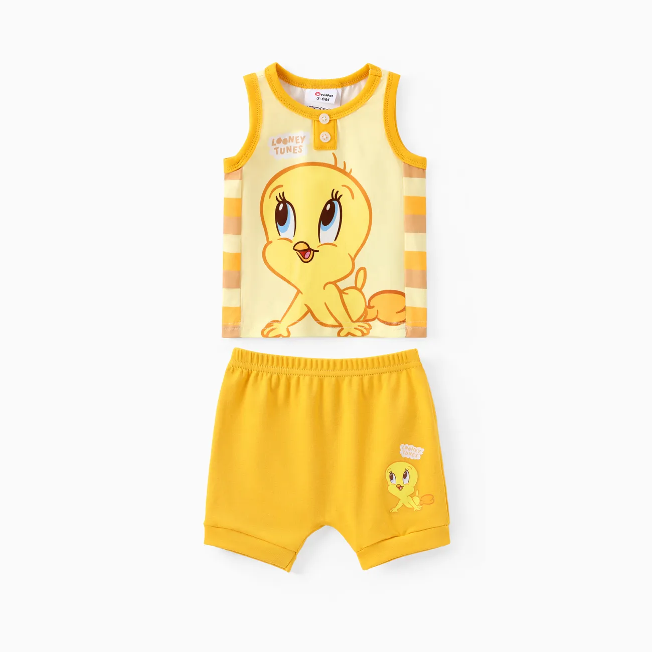 Looney Tunes Baby Girls/Boys 2pcs Character Striped Print Tank Top with Cotton Shorts Set