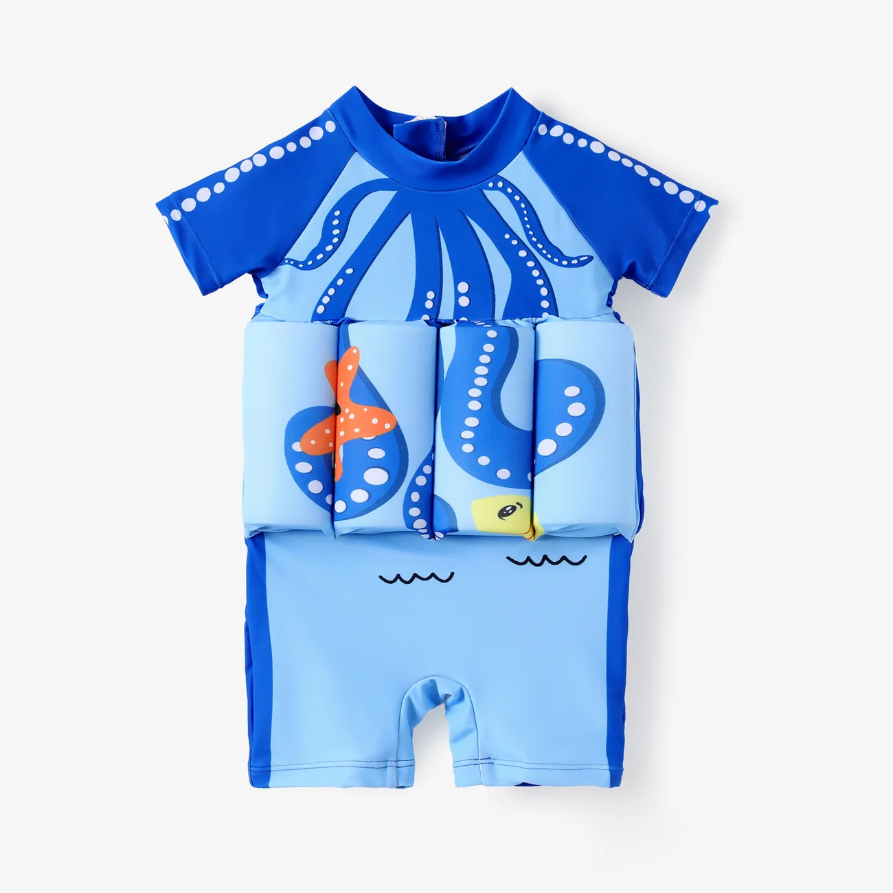 Bebé Menino Costuras de tecido Animal marinho Infantil Manga curta Fato de banho Azul big image 1