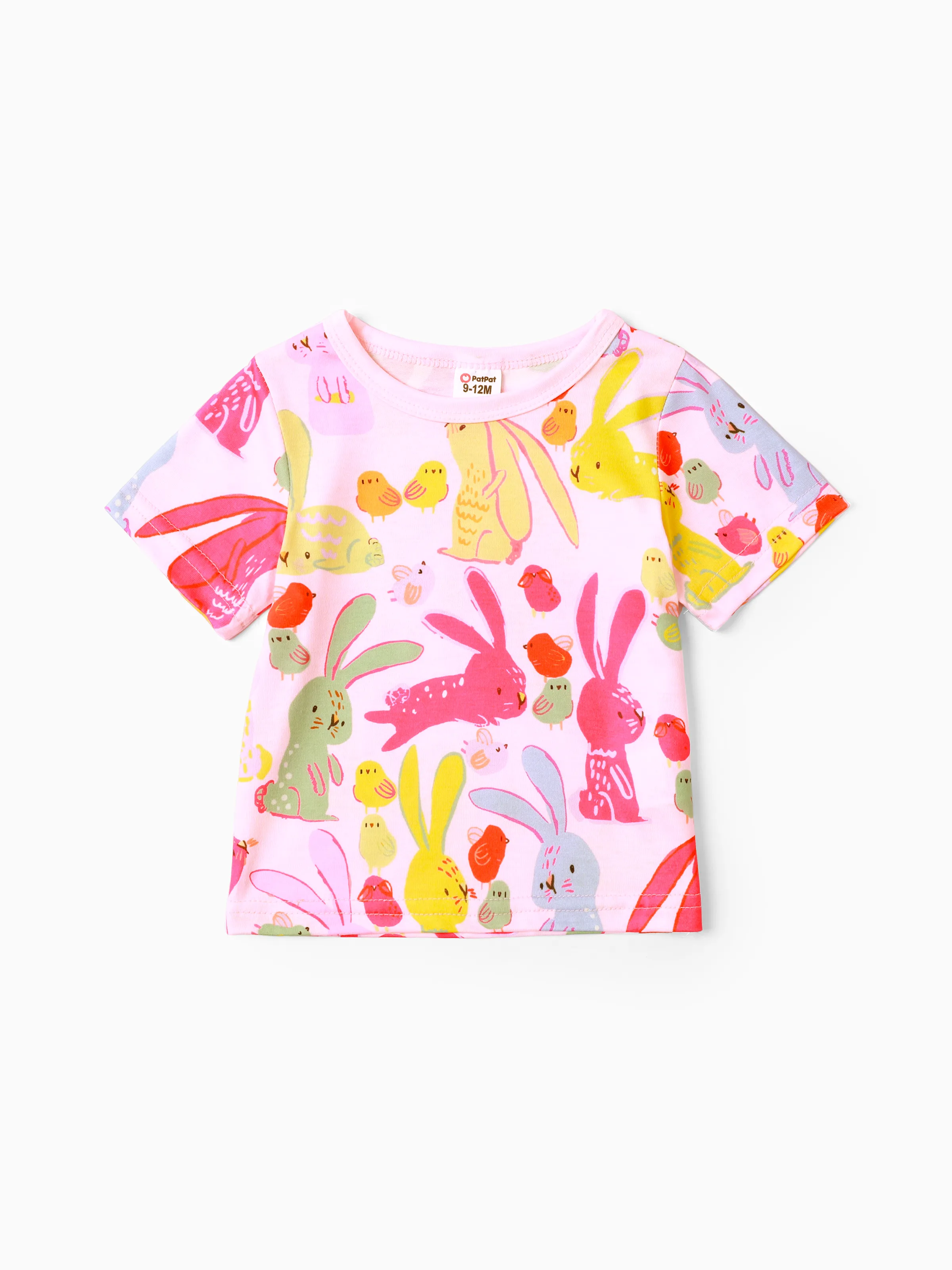 

Baby Girl Easter Childlike Rabbit Pattern Tee