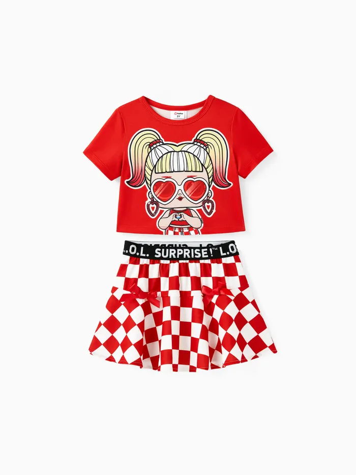 L.O.L. ¡SORPRESA! Camiseta y falda de manga corta con estampado gráfico para niña pequeña/niña pequeña