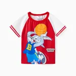 Looney Tunes 兒童/幼兒男孩拼色籃球運動 T 恤 紅白
