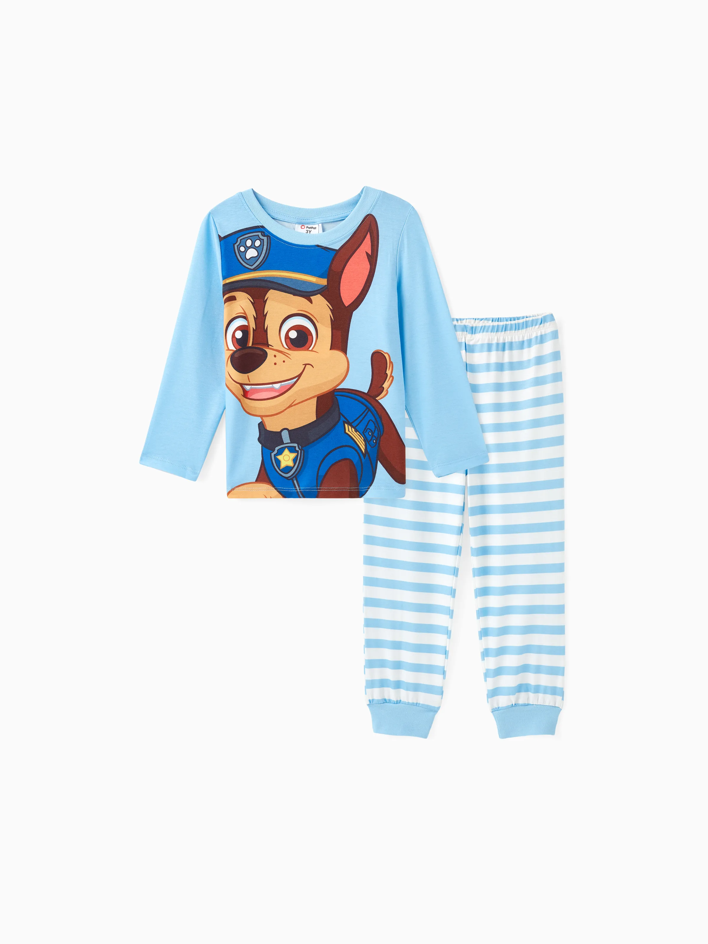 

PAW Patrol 2pcs Toddler Girl/Boy Character Print Long-sleeve Tee and Polka dots/Stripe Pants Set