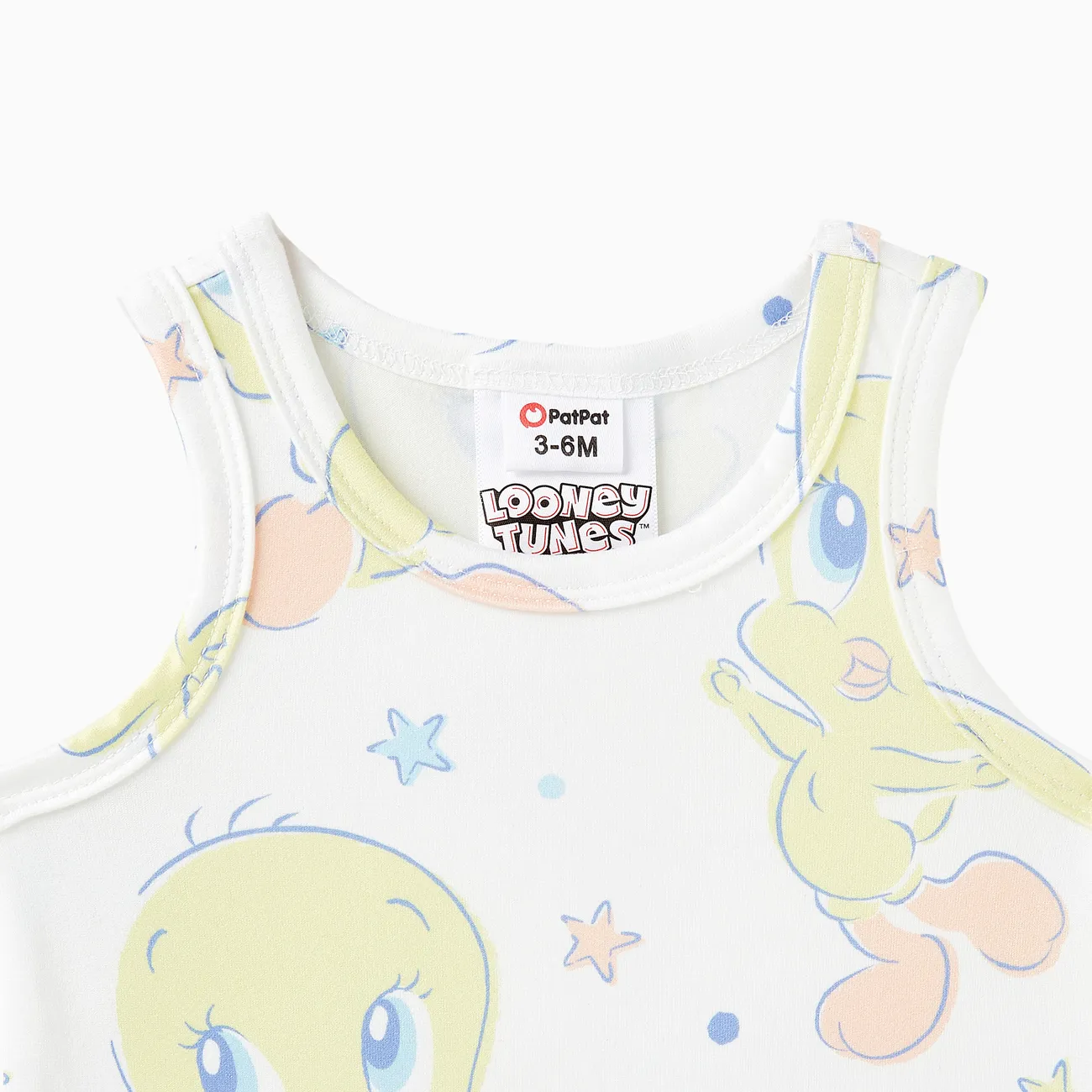 Looney Tunes 嬰兒 中性 童趣 短袖 連身衣 白色 big image 1