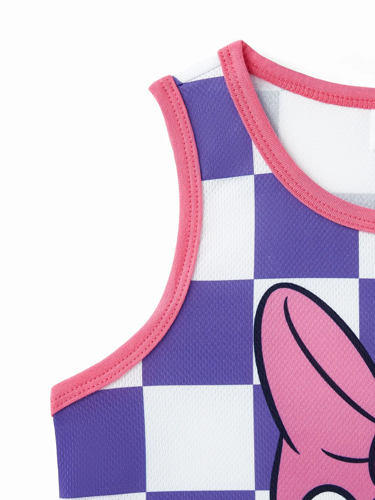 Disney Mickey and Friends 2pcs Toddler/Kid Girl Checkmate Grid pattern Sporty Vest and Leggings Set Purple big image 1