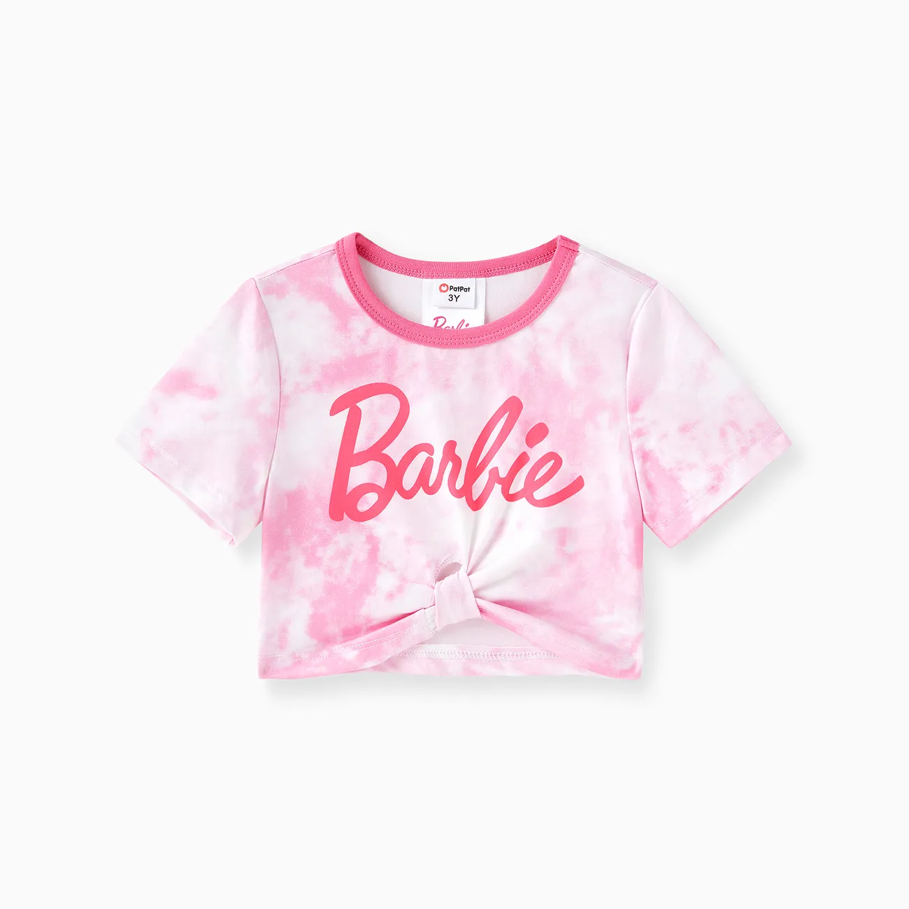 芭比娃娃 1 件學步/兒童女孩字母印花短袖 T 恤
 粉色 big image 1