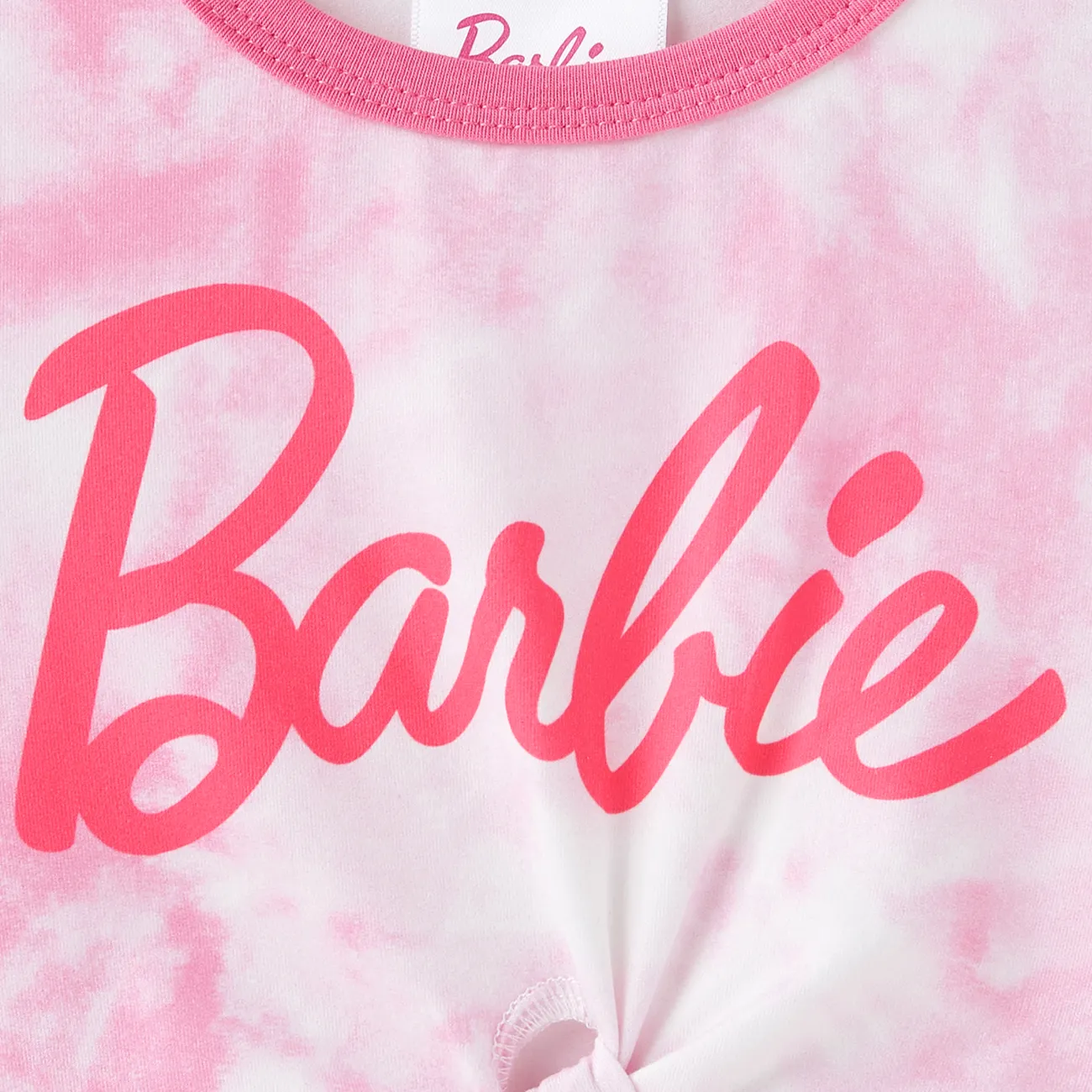 Barbie حريمي عقدة حلو تي شيرت زهري big image 1