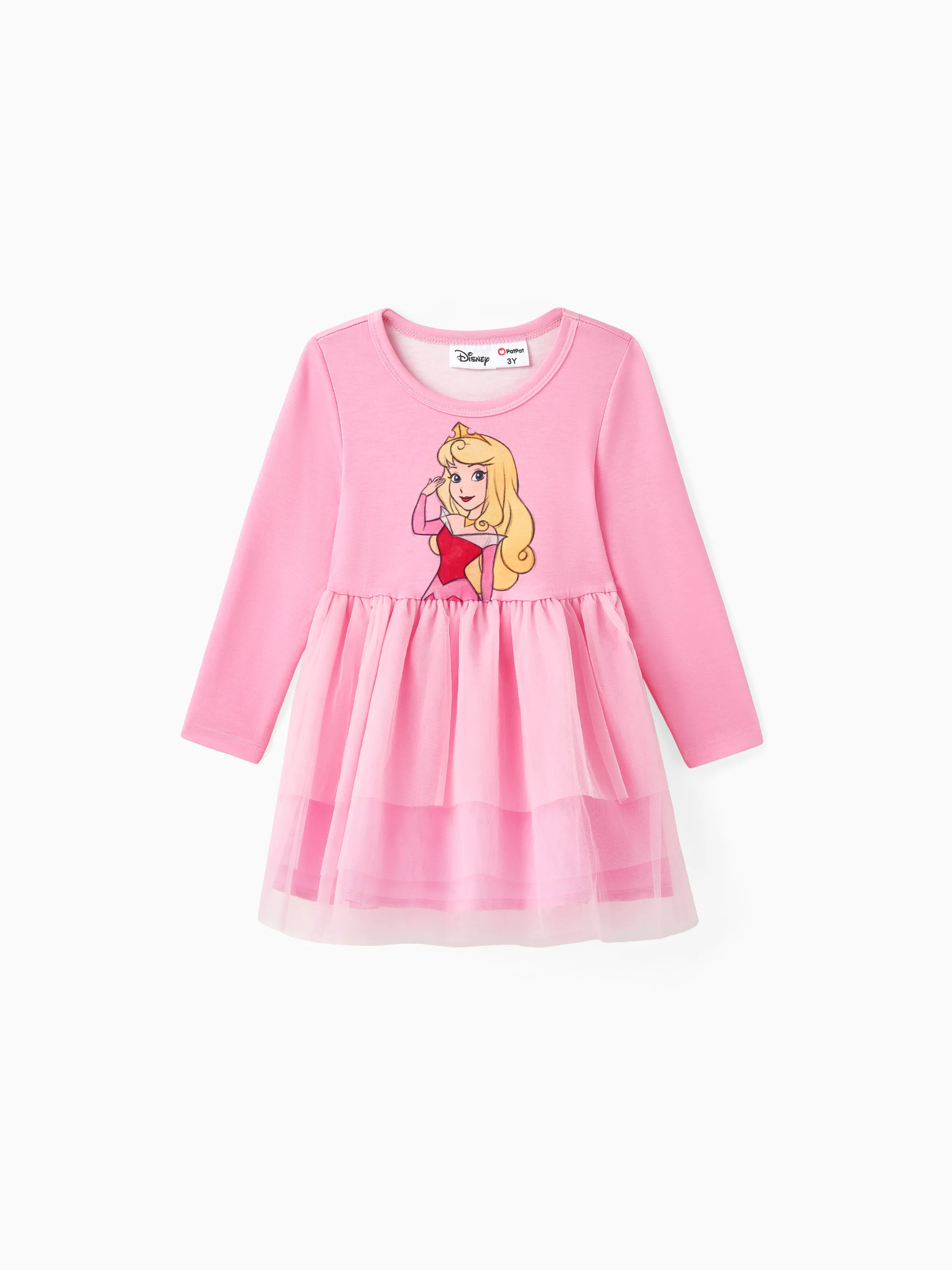 

Disney Princess Toddler Girl Character Naia™ Print Long-sleeve Mesh Overlay Fairy Tulle Dress