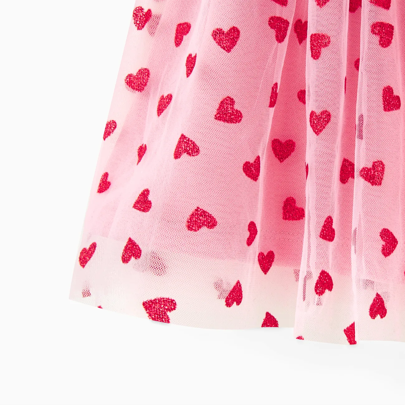 Disney Mickey and Friends Toddler Girl Heart print Flutter-sleeve Mesh Dress Pink big image 1