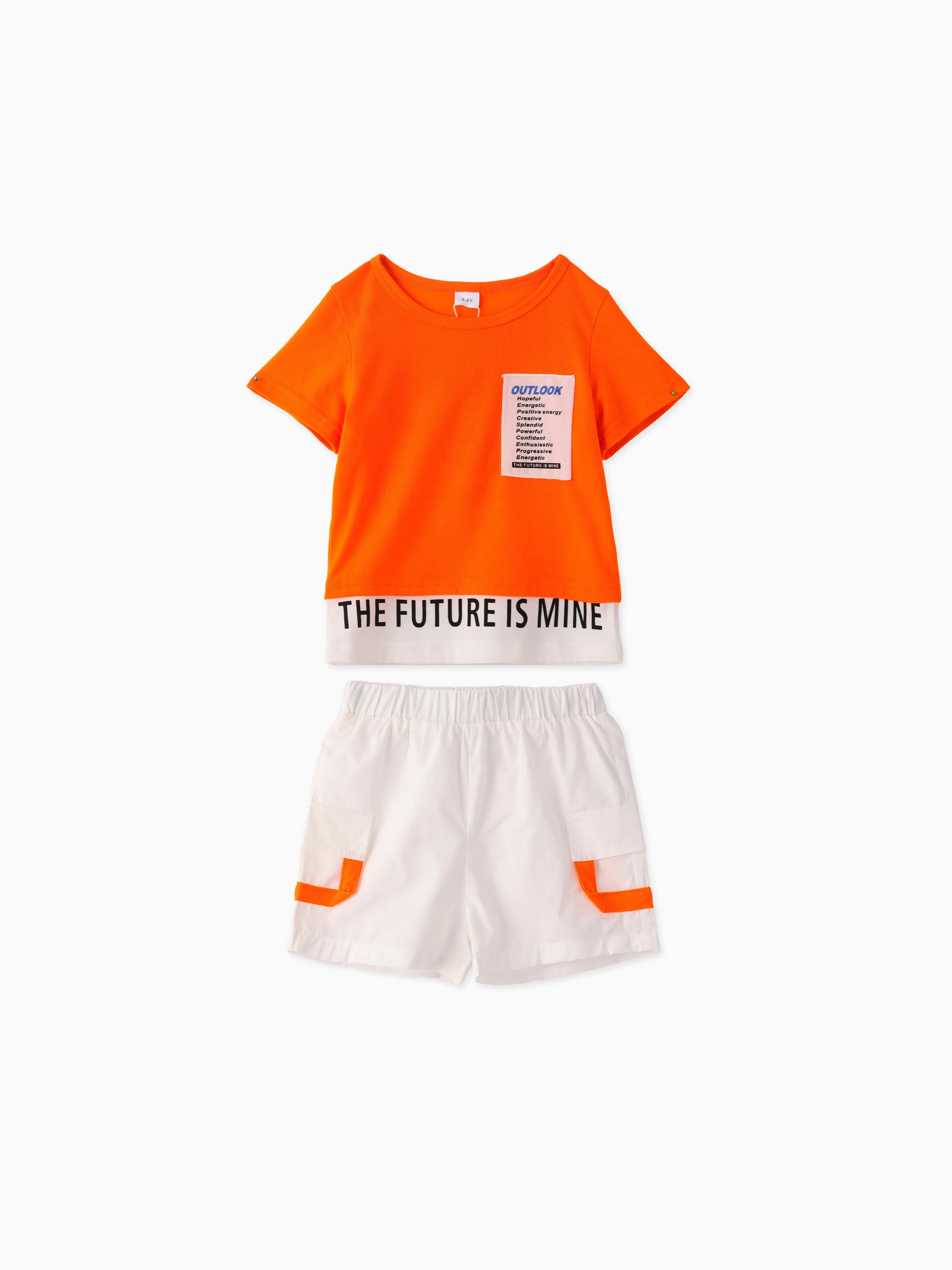 2pcs Toddler Boy Trendy Letter Print Tee and Shorts Set