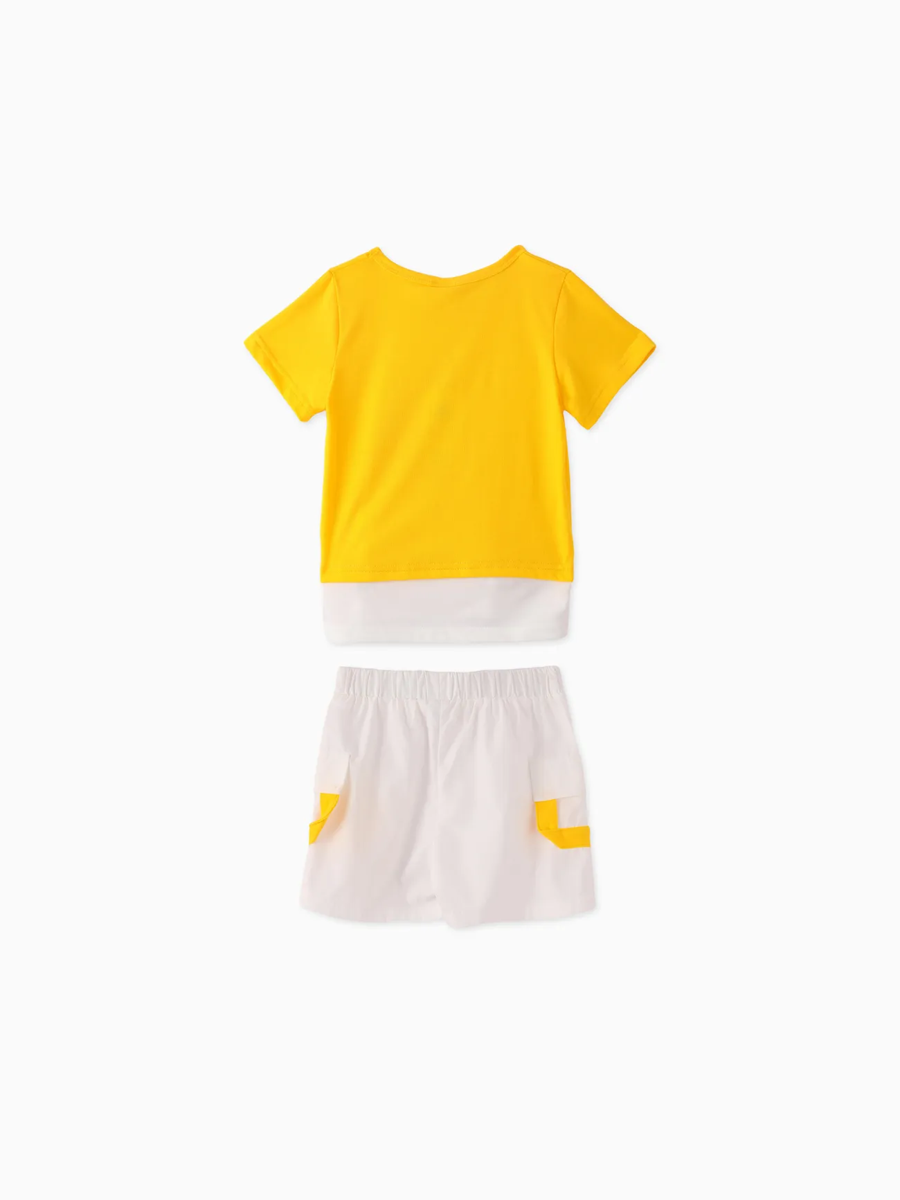 2 unidades Criança Menino Peça dois em um Avant-garde conjuntos de camisetas Amarelo big image 1