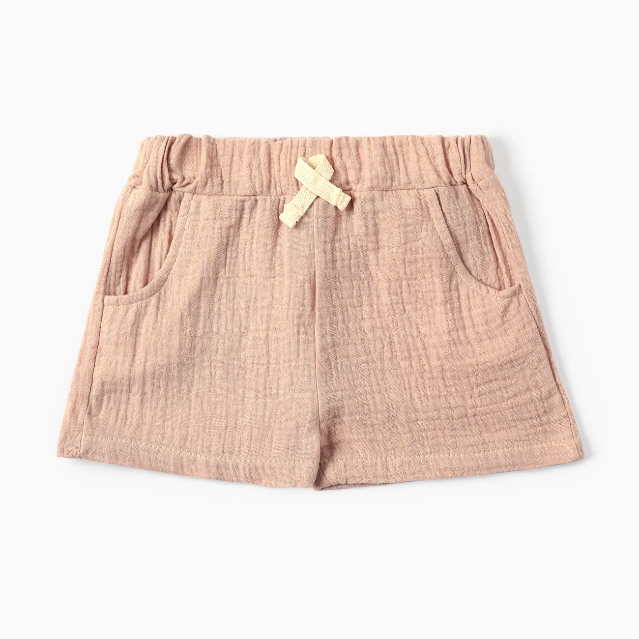 Baby Boy 100%Cotton Casual Solid Color Shorts Pants Khaki big image 1