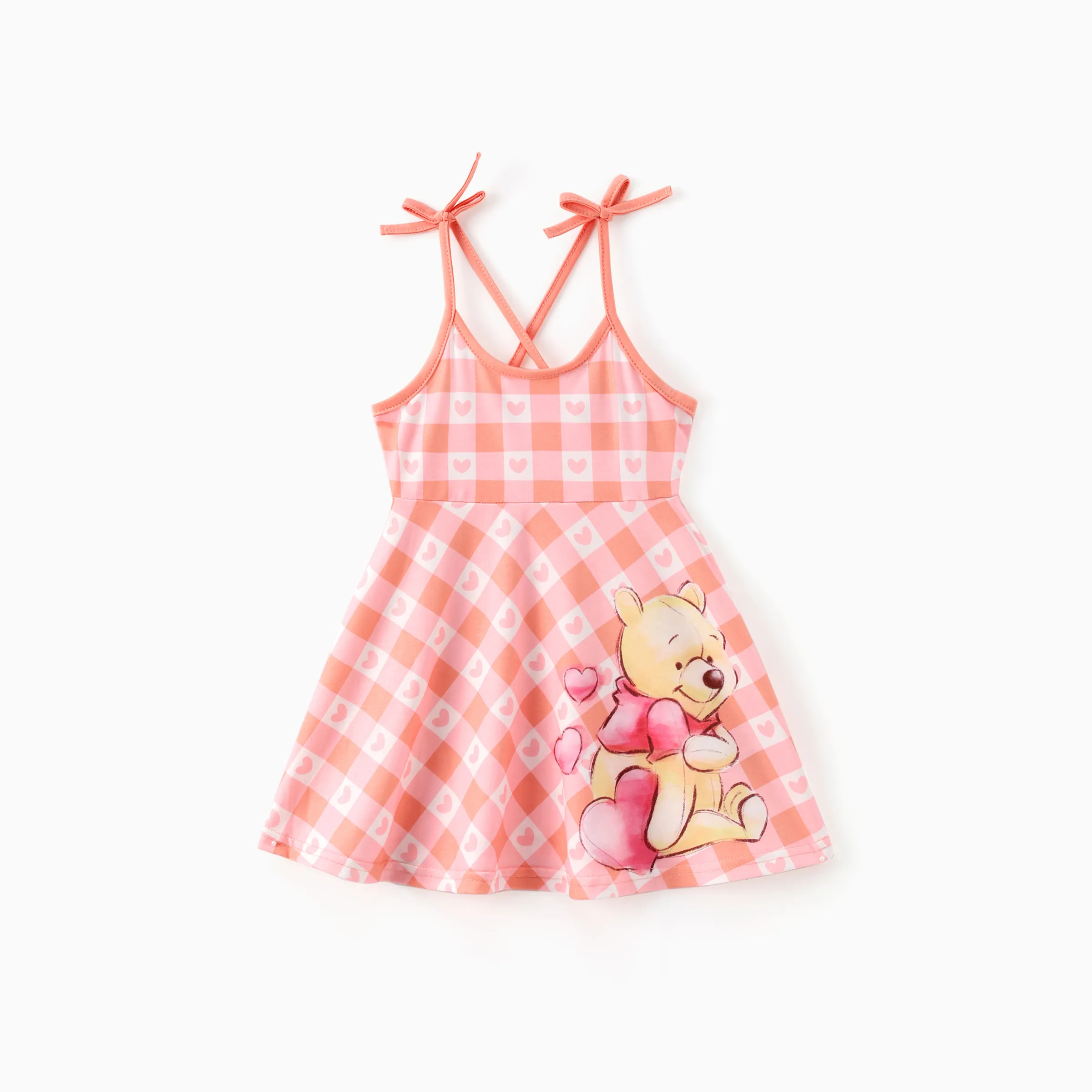 

Disney Winnie the Pooh Toddler Girls 1pc Naia™ Pink and White Plaid with Heart Pattern Spaghetti Strap Dress