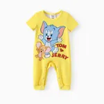 Tom and Jerry 嬰兒 中性 童趣 短袖 長腿連身衣 黃色