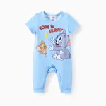 Tom and Jerry Baby Boys/Girls 1pc Character Print Long-Leg Romper Blue