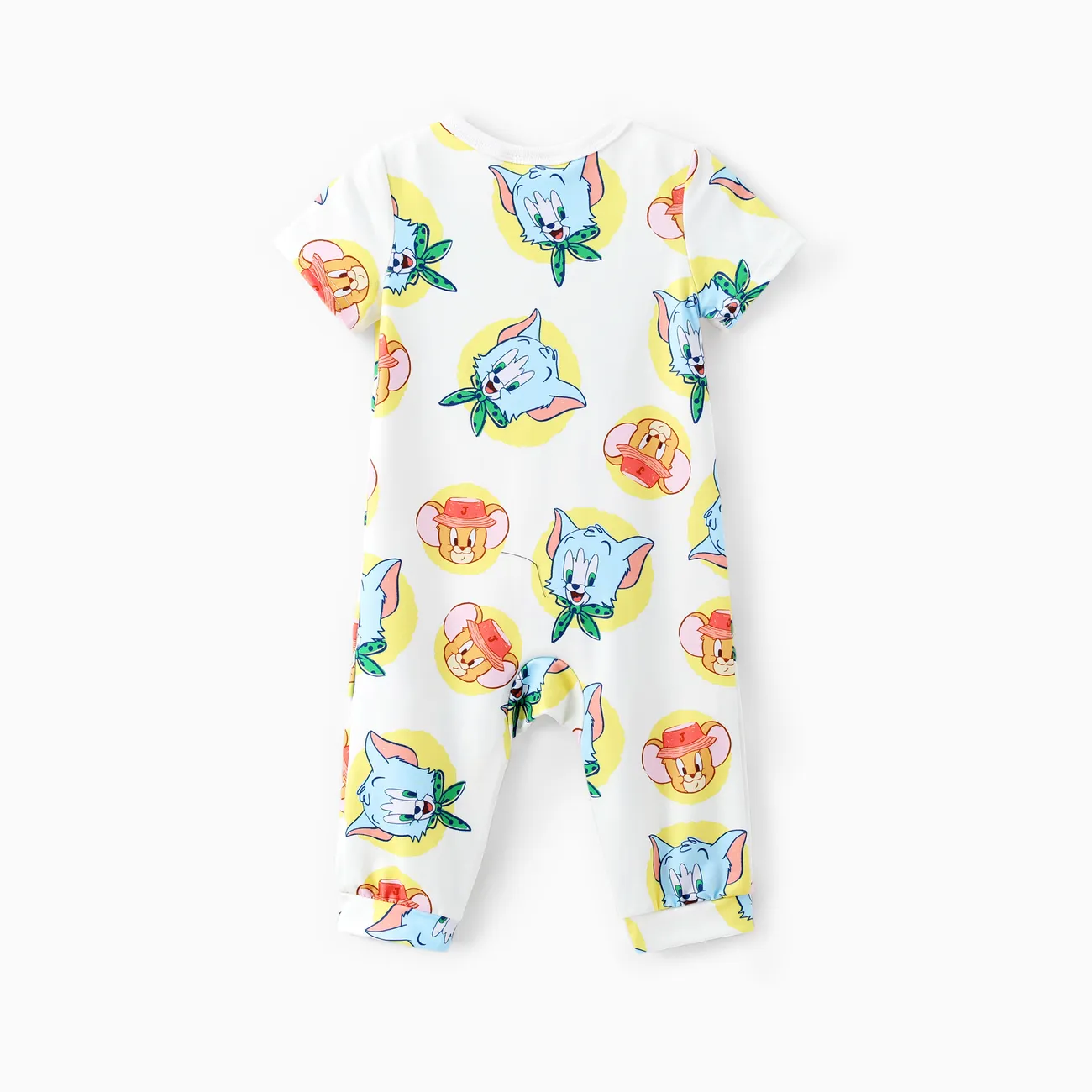 Tom and Jerry Baby Boys/Girls 1pc Character Print Long-Leg Romper White big image 1