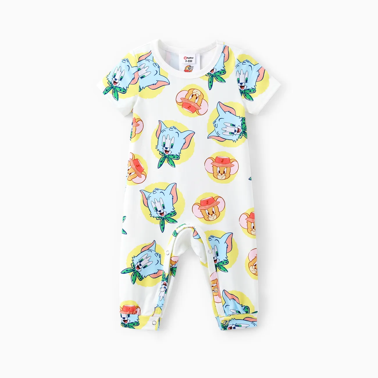Tom and Jerry Baby Boys/Girls 1pc Character Print Long-Leg Romper White big image 1