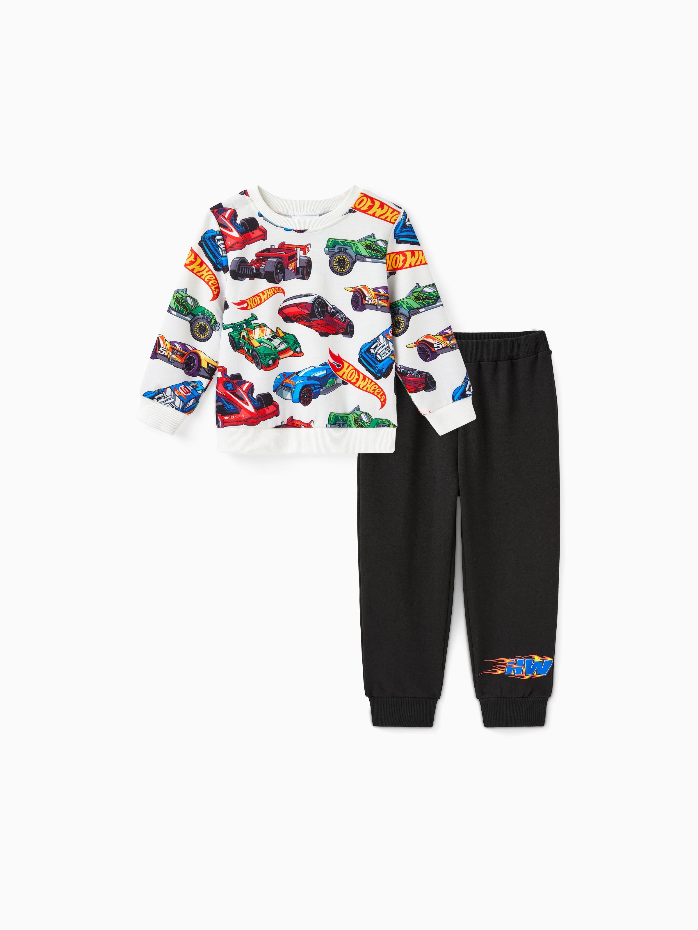 Hot Wheels 2pcs Toddler Boy Vehicle Race Car Print Sweatshirt and