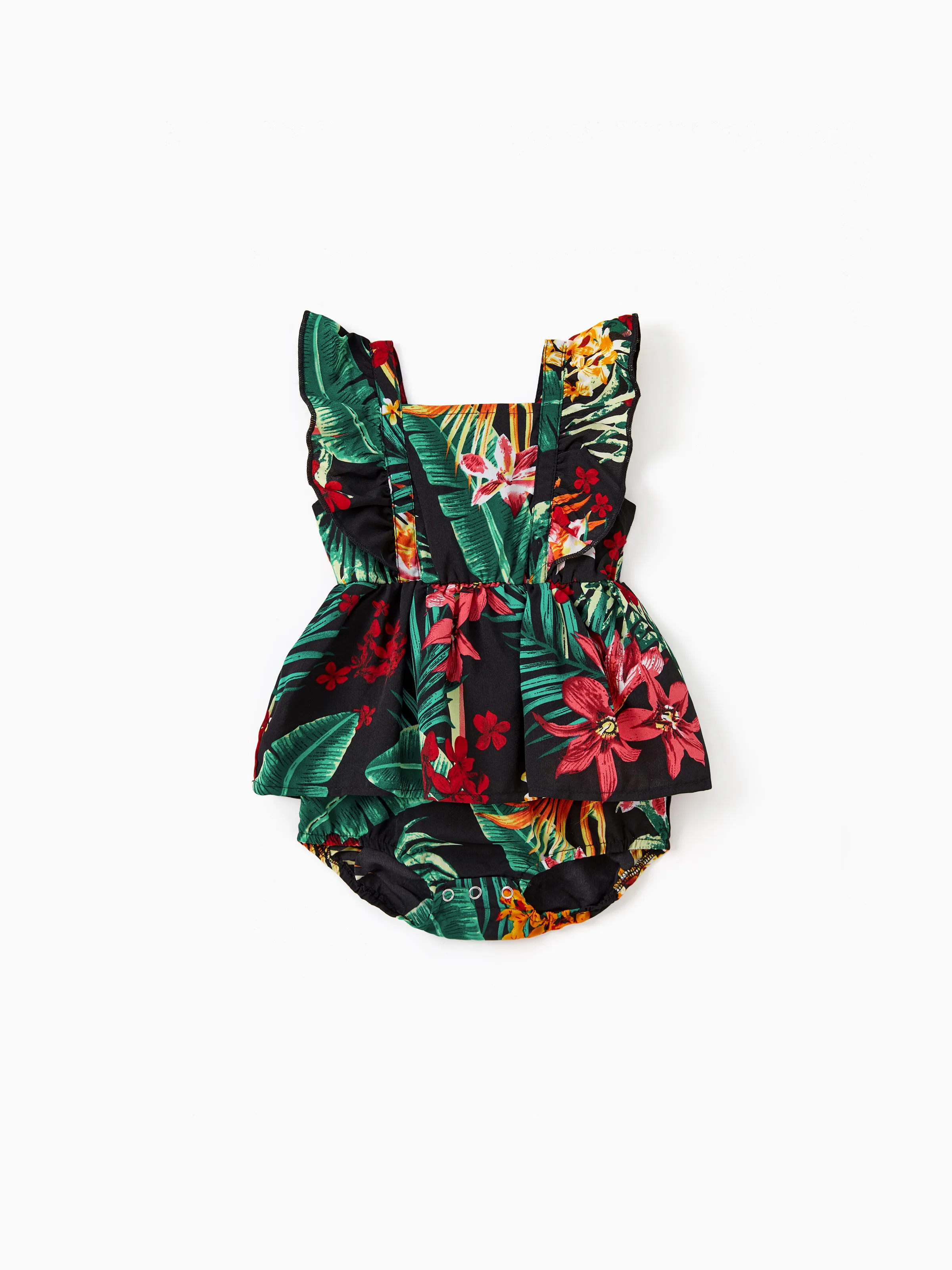 

Family Matching Allover Plant Floral Print Halterneck Dresses and Short-sleeve Shirts Sets