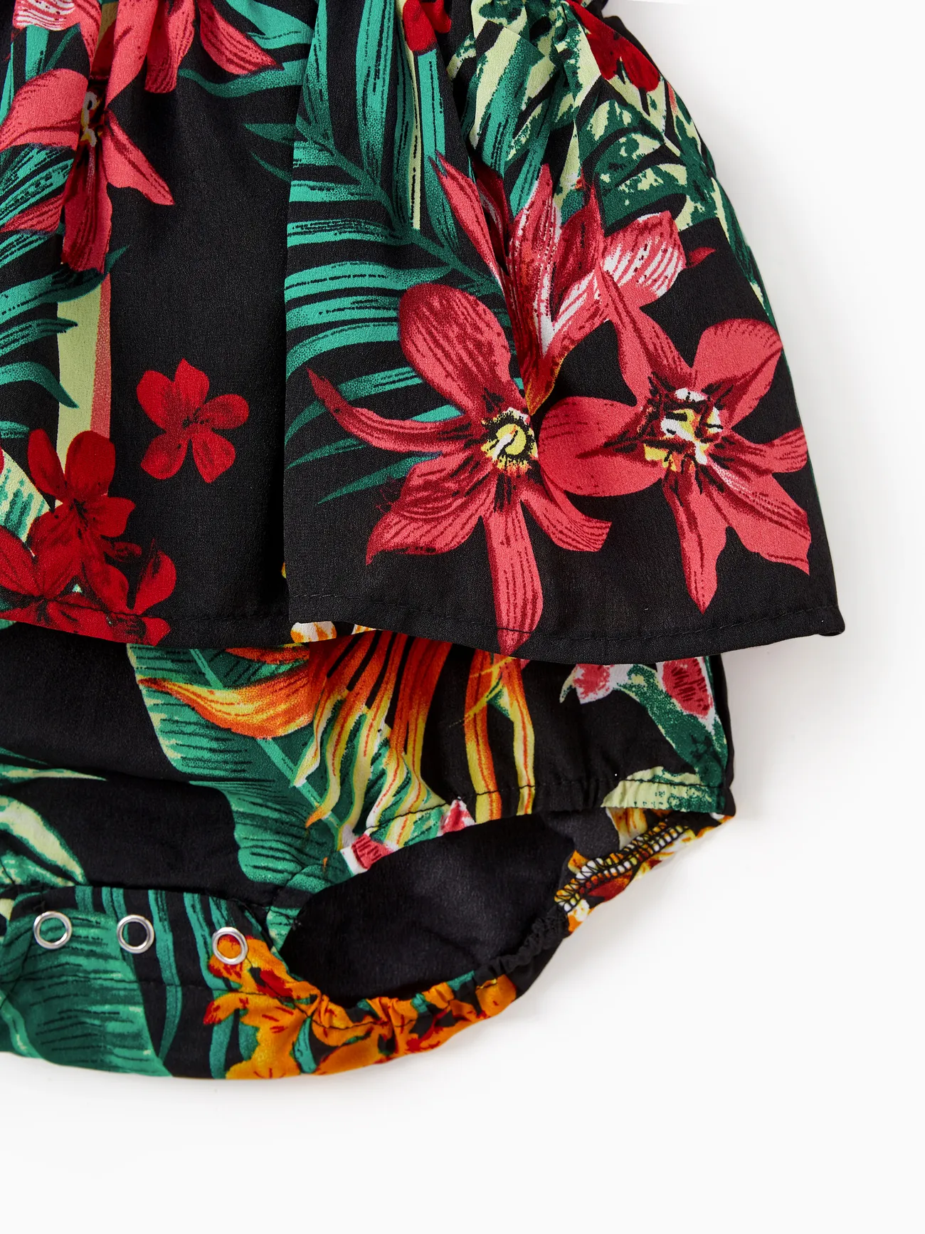 Baby Girl - Black Matching Family Tropical Vacation Sets - Plant Floral Print Shirts and Dresses for Hawaii/Cruise/Resort - Black - image 16
