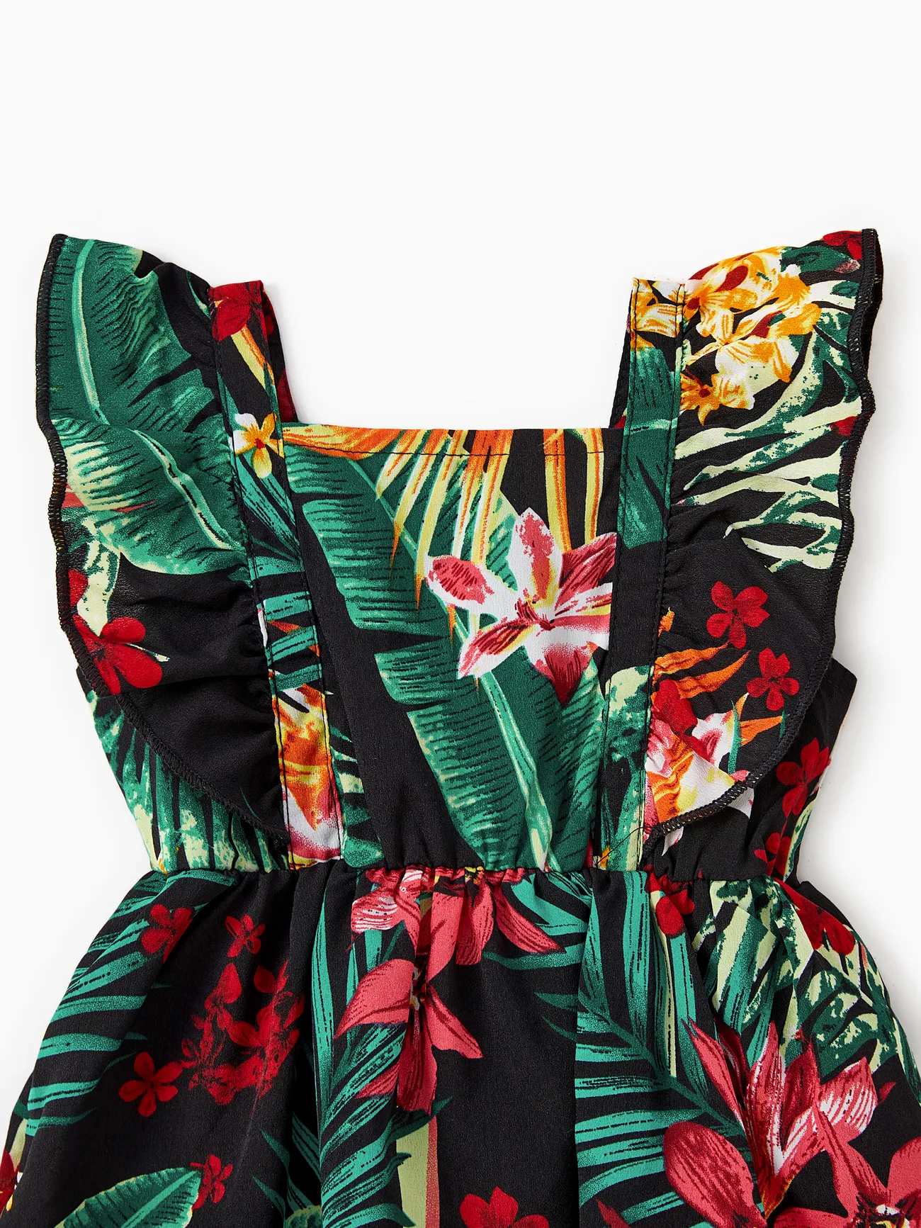 Baby Girl - Black Matching Family Tropical Vacation Sets - Plant Floral Print Shirts and Dresses for Hawaii/Cruise/Resort - Black - image 14