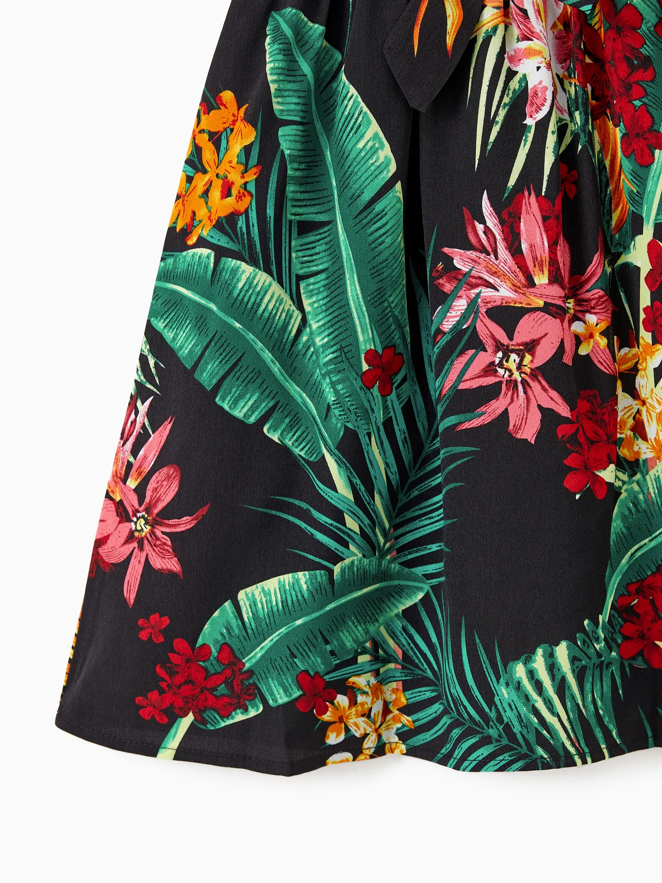 Girl - Black Matching Family Tropical Vacation Sets - Plant Floral Print Shirts and Dresses for Hawaii/Cruise/Resort - Black - image 11