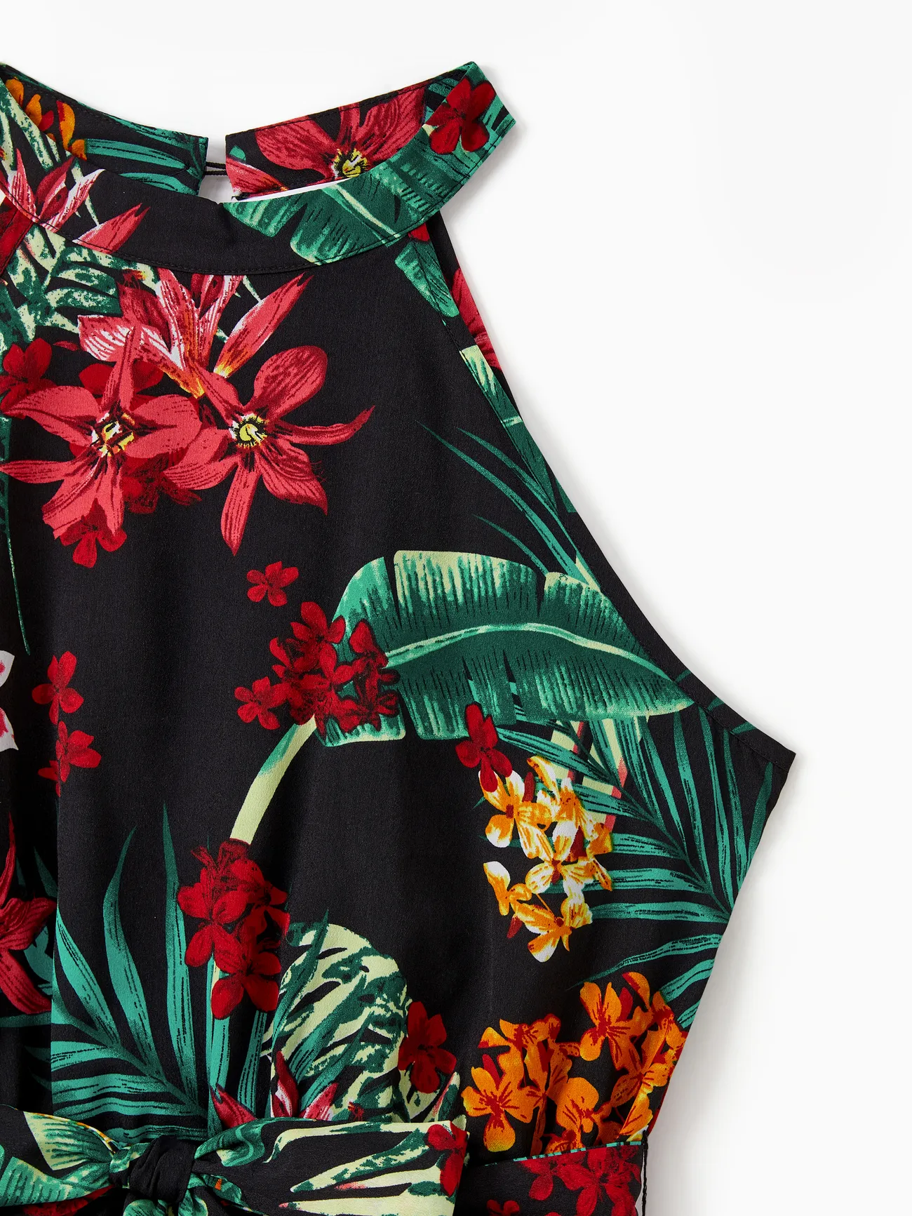 Women - Black Matching Family Tropical Vacation Sets - Plant Floral Print Shirts and Dresses for Hawaii/Cruise/Resort - Black - image 5