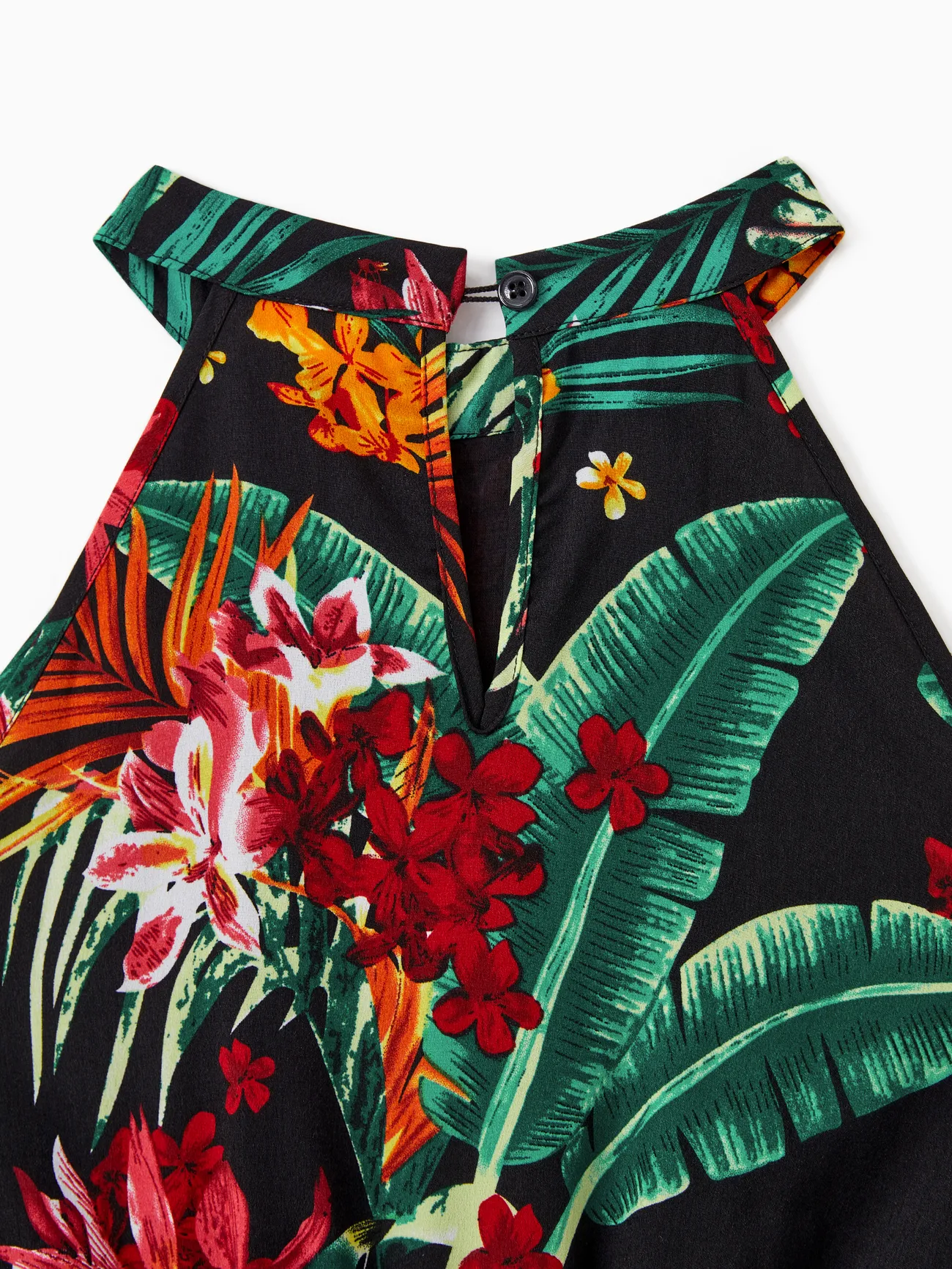 Women - Black Matching Family Tropical Vacation Sets - Plant Floral Print Shirts and Dresses for Hawaii/Cruise/Resort - Black - image 4
