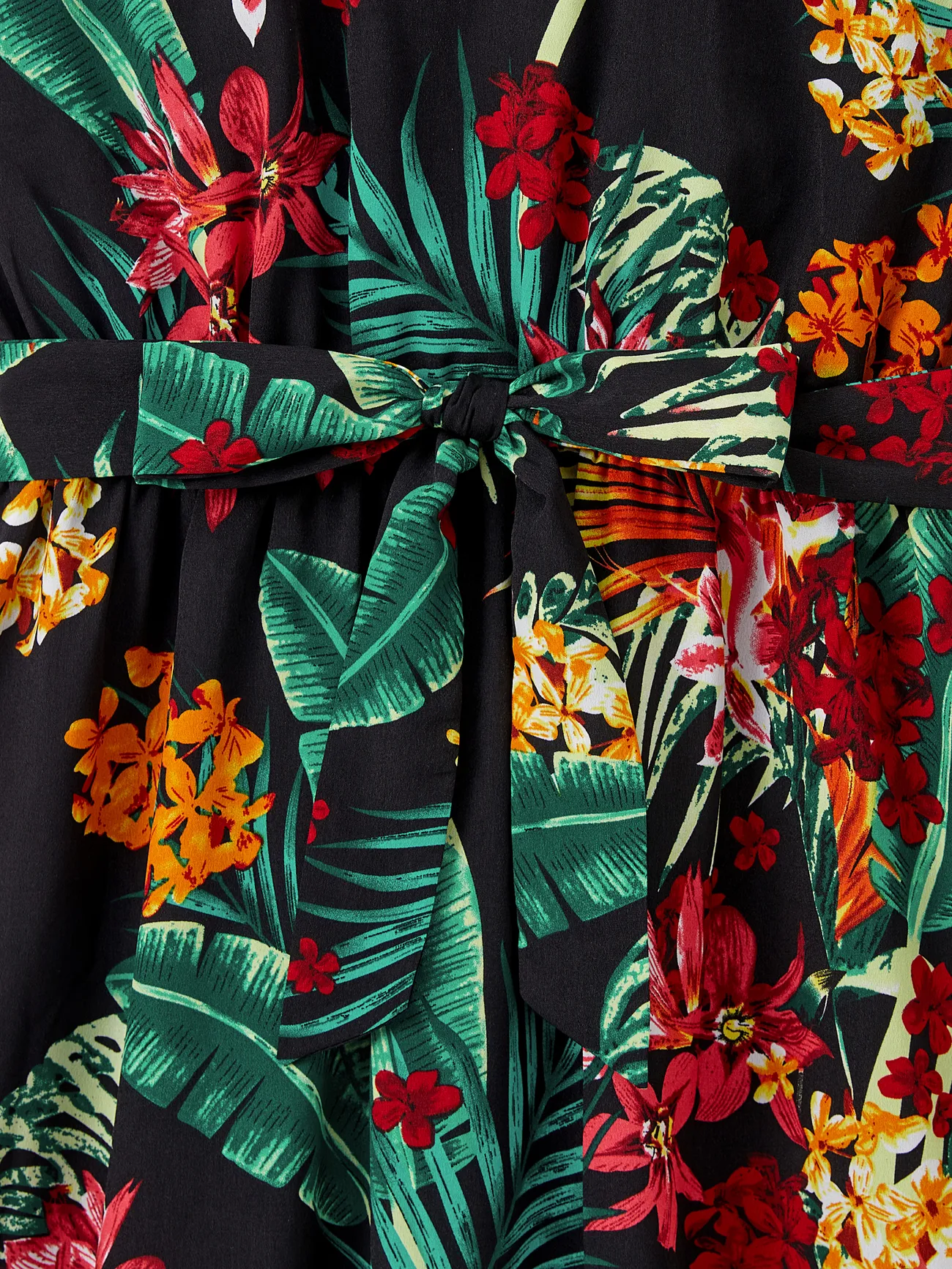 Women - Black Matching Family Tropical Vacation Sets - Plant Floral Print Shirts and Dresses for Hawaii/Cruise/Resort - Black - image 6