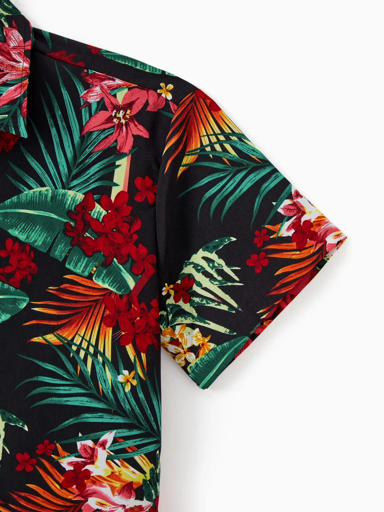 Men - Black Matching Family Tropical Vacation Sets - Plant Floral Print Shirts and Dresses for Hawaii/Cruise/Resort - Black - image 25