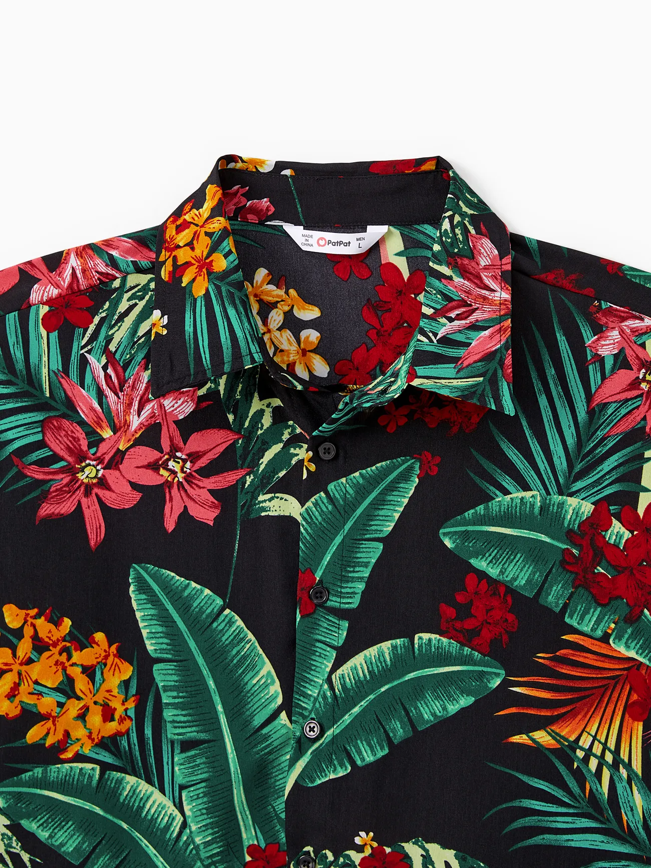 Men - Black Matching Family Tropical Vacation Sets - Plant Floral Print Shirts and Dresses for Hawaii/Cruise/Resort - Black - image 24